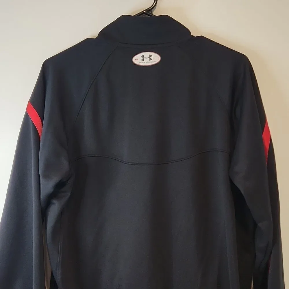 Under Armour Full Zip Track Jacket Men's Sz Medium Loose Black/Red EUC NICE!